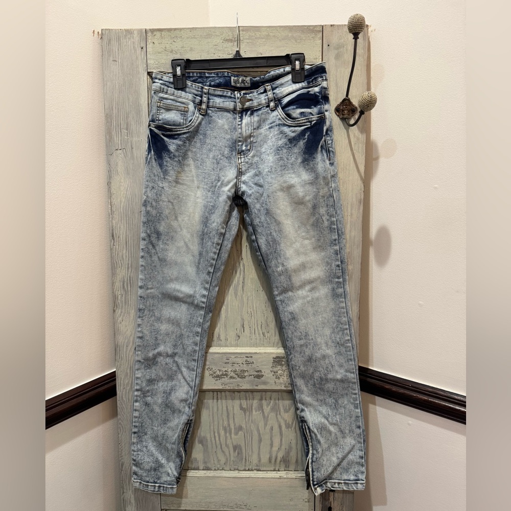 CJ Black jeans light wash street wear skinny zippers 32/32